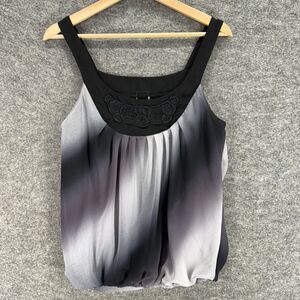 Wrapper Blouse Women M Medium Gray Striped Sleeveless Wide Strap Lined Casual